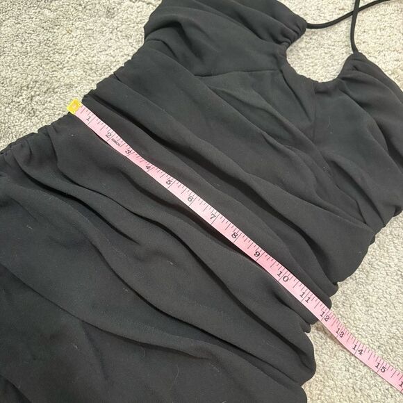 ZARA Black Halter Bodycon Ruched Dress Size S - Picture 5 of 10